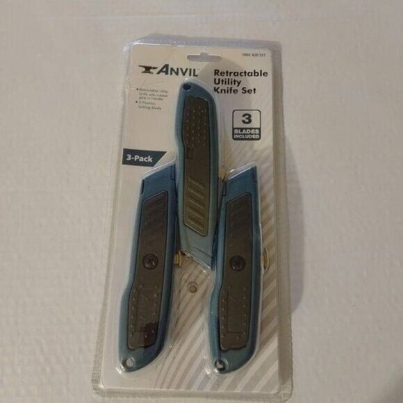 ANVIL RETRACTABLE UTILITY KNIFE SET-3 PACK-NEW - Picture 1 of 2